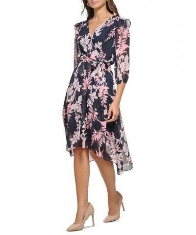 Women's Printed Chiffon Tie-Waist Dress Sky Cap/en $35.55 Dresses