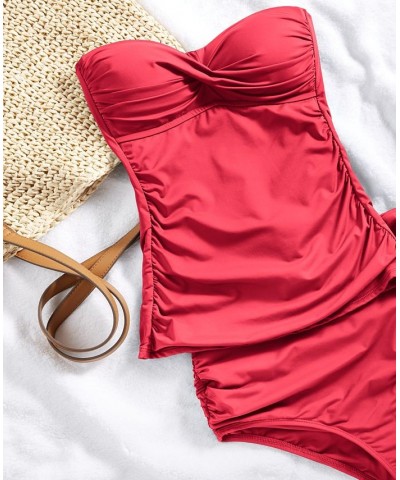 Twist Front Tankini Top & Side-Tie Bottoms Hot Pink $31.50 Swimsuits