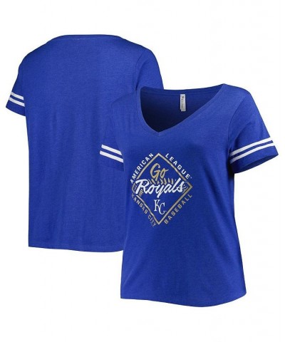 Women's Royal Kansas City Royals Plus Size V-Neck Jersey T-shirt Royal $34.79 Tops