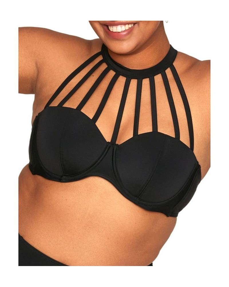 Enisa Women's Plus-Size Swimwear Bikini Contour Balconette Top Black $25.83 Swimsuits