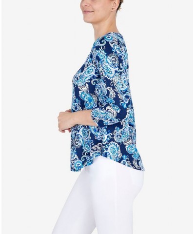 Plus Size Cut-Out Paisley Top New Navy Multi $18.06 Tops