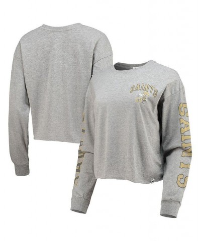 Women's '47 Heathered Gray New Orleans Saints Ultra Max Parkway Long Sleeve Cropped T-shirt Heathered Gray $26.87 Tops