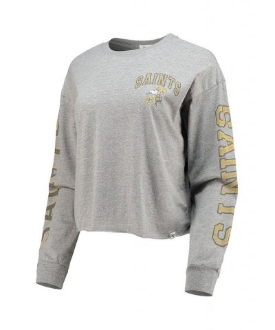 Women's '47 Heathered Gray New Orleans Saints Ultra Max Parkway Long Sleeve Cropped T-shirt Heathered Gray $26.87 Tops