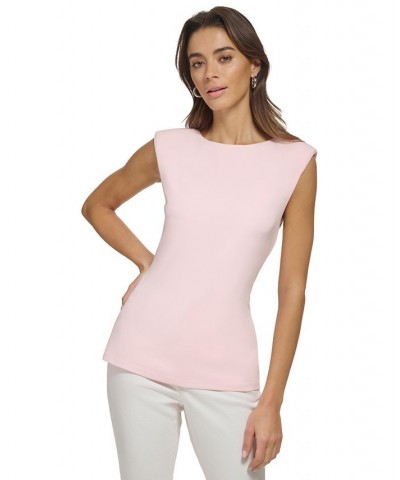 Women's Sleeveless Crewneck Top Pink $19.88 Tops