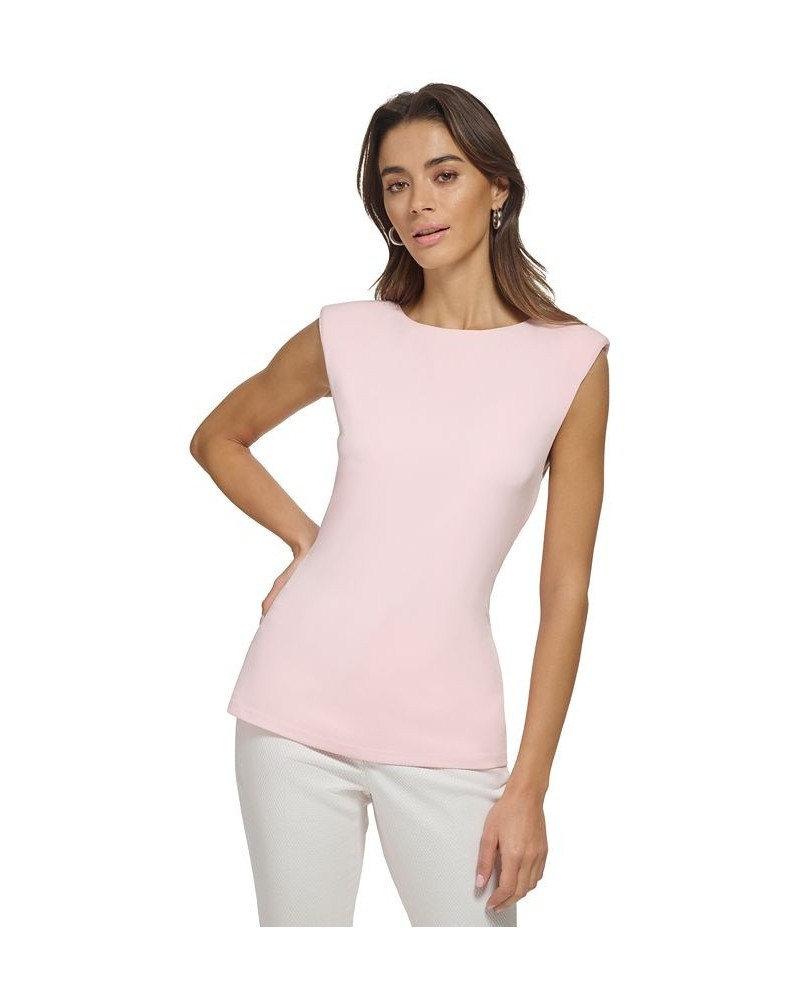 Women's Sleeveless Crewneck Top Pink $19.88 Tops