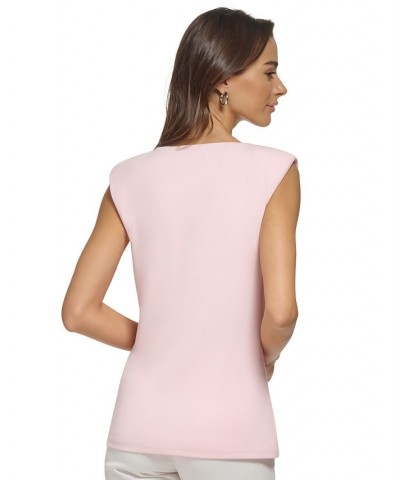 Women's Sleeveless Crewneck Top Pink $19.88 Tops