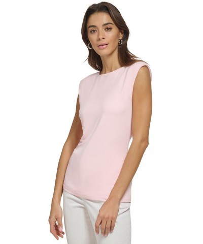 Women's Sleeveless Crewneck Top Pink $19.88 Tops