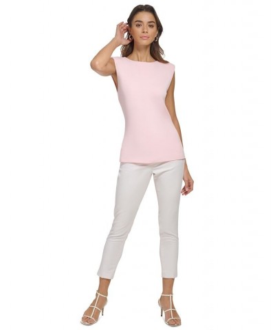 Women's Sleeveless Crewneck Top Pink $19.88 Tops