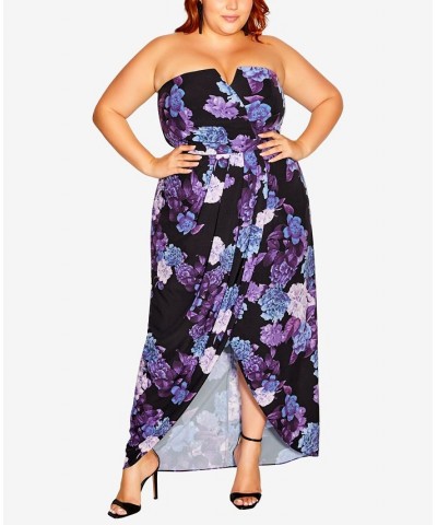 Trendy Plus Size Hydrangea Maxi Dress Black $58.59 Dresses