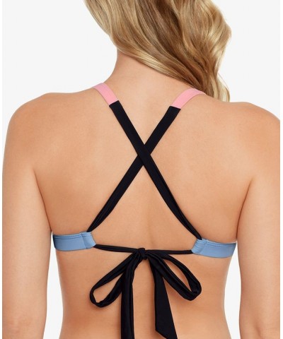 Juniors' X-Back Triangle Bikini Top Black $17.84 Swimsuits