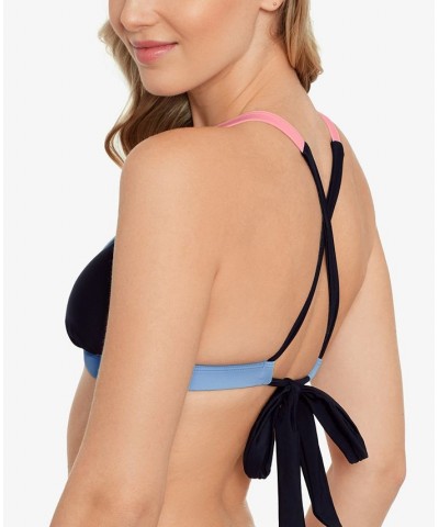 Juniors' X-Back Triangle Bikini Top Black $17.84 Swimsuits