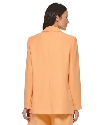 Women's Notch-Collar Flap Pocket Long Sleeve Blazer Canteloupe $55.49 Jackets