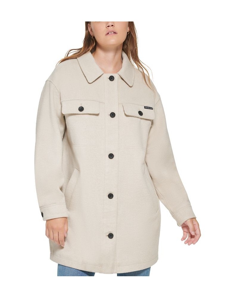 Women's Cotton Drop Shoulder Jacket Khaki $35.57 Jackets