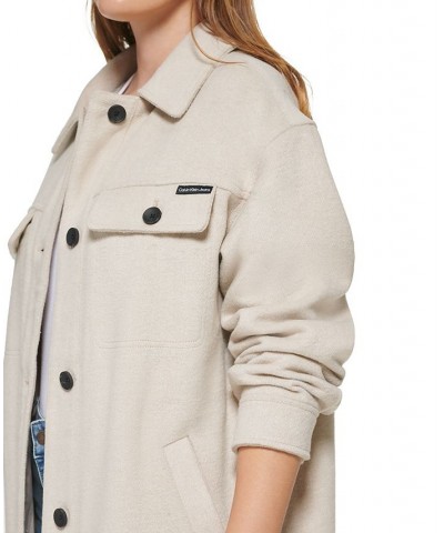 Women's Cotton Drop Shoulder Jacket Khaki $35.57 Jackets