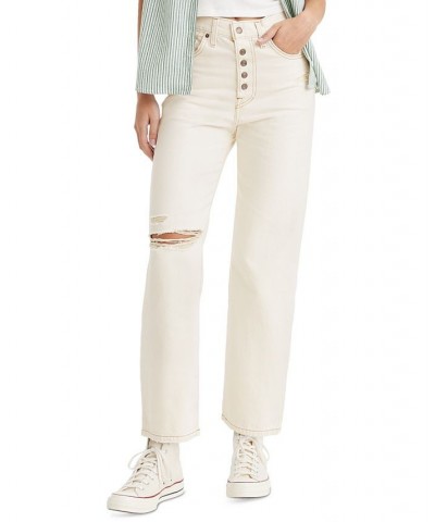 Women's Button-Fly Straight-Leg Ankle Jeans White $29.14 Jeans