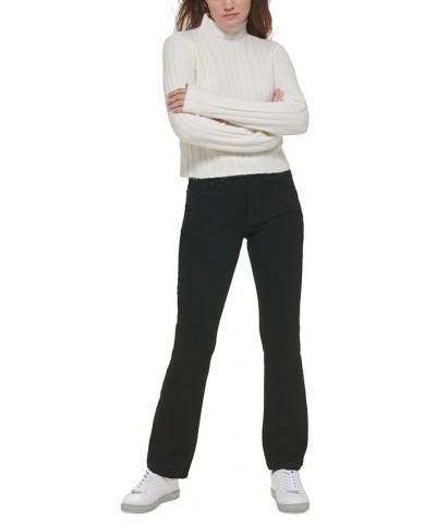 Women's Cropped Mock Neck Sweater White $26.51 Sweaters