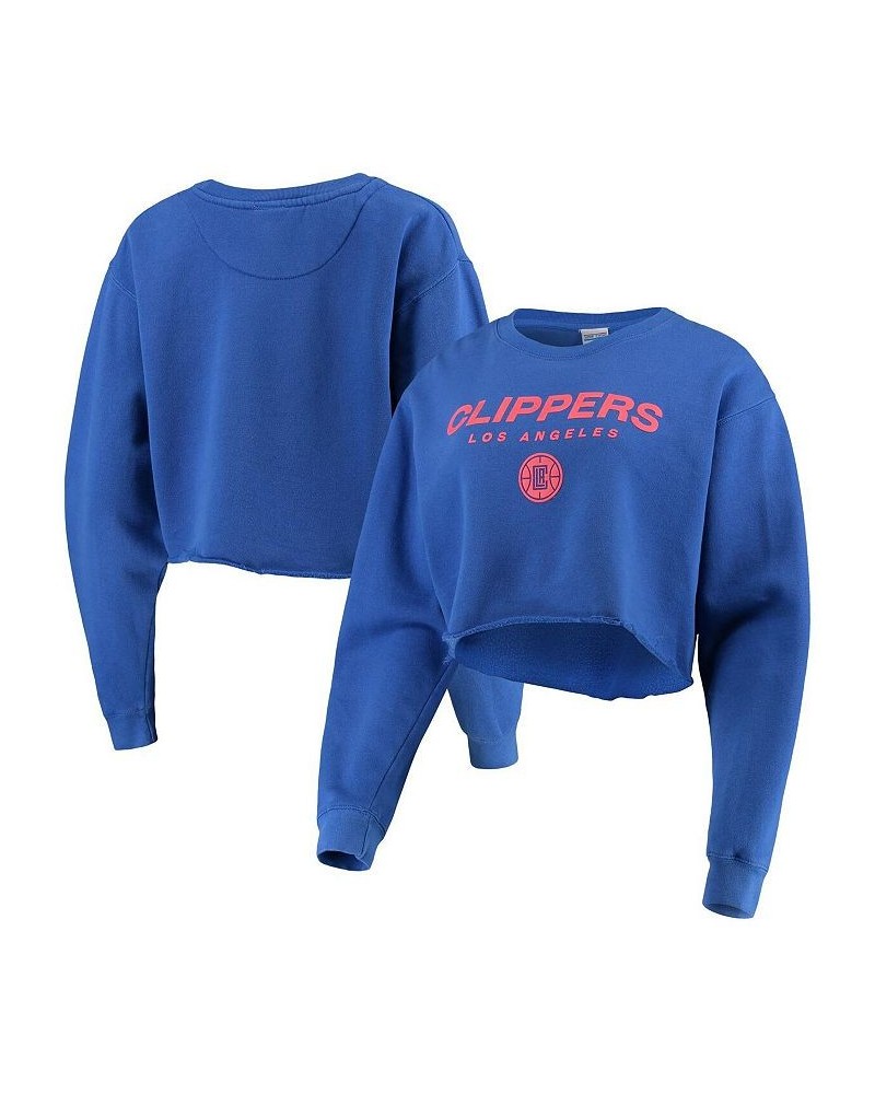 Women's Royal LA Clippers Cut Off Moderate Crop Fleece Crew Sweatshirt Royal $33.60 Sweatshirts