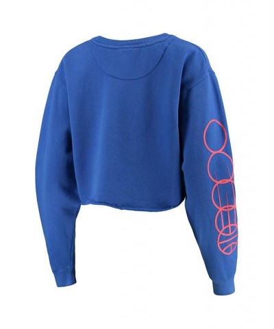 Women's Royal LA Clippers Cut Off Moderate Crop Fleece Crew Sweatshirt Royal $33.60 Sweatshirts