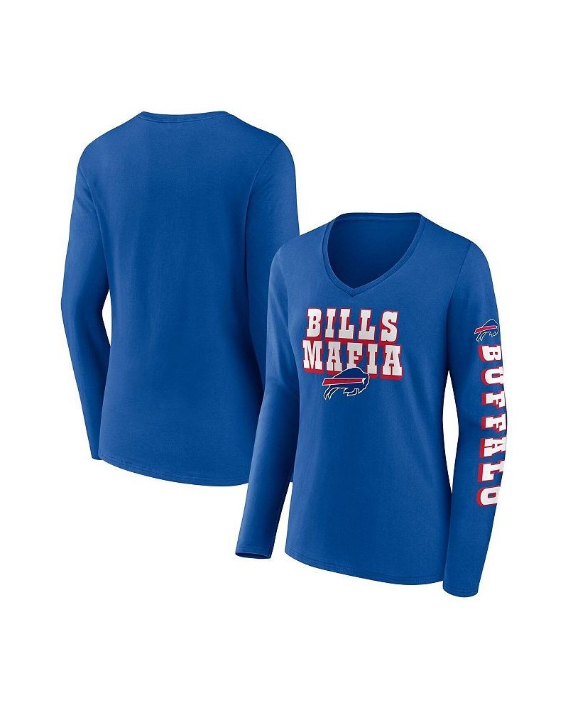 Women's Branded Royal Buffalo Bills Hometown Sweep Long Sleeve V-Neck T-shirt Royal $25.95 Tops