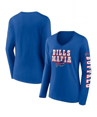 Women's Branded Royal Buffalo Bills Hometown Sweep Long Sleeve V-Neck T-shirt Royal $25.95 Tops