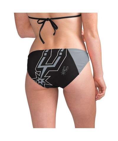 Women's Black Silver San Antonio Spurs Game Day Pickoff Bikini Bottom Black, Silver $16.19 Swimsuits