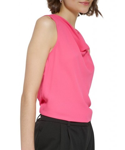 Women's Cowlneck Sleeveless Blouse Pink $28.98 Tops