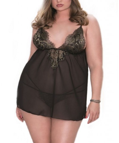 Plus Size Free Spirited Babydoll 2pc Lingerie Set Online Only Gold-Tone $35.88 Lingerie