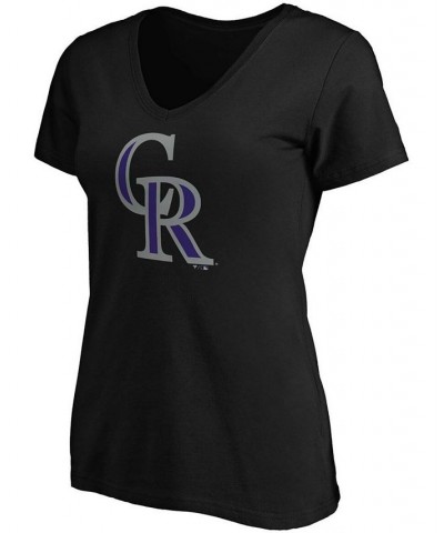 Plus Size Black Colorado Rockies Core Official Logo V-Neck T-shirt Black $22.78 Tops