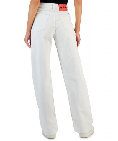 BOSS Women's White High-Rise Ripped Relaxed Denim Jeans White $76.54 Jeans