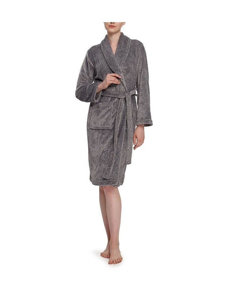 Women's Ecothread Heathered Velvetloft Robe Gray $35.52 Sleepwear
