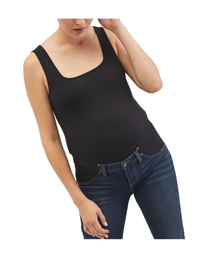 Square-Neck Ribbed Maternity Bodysuit Black Beauty $25.20 Tops