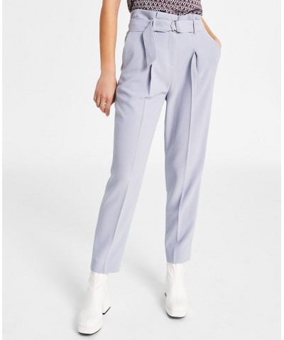 Women's Belted Textured Crepe Pants Moonstone $34.24 Pants