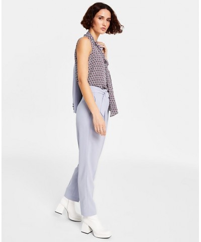 Women's Belted Textured Crepe Pants Moonstone $34.24 Pants