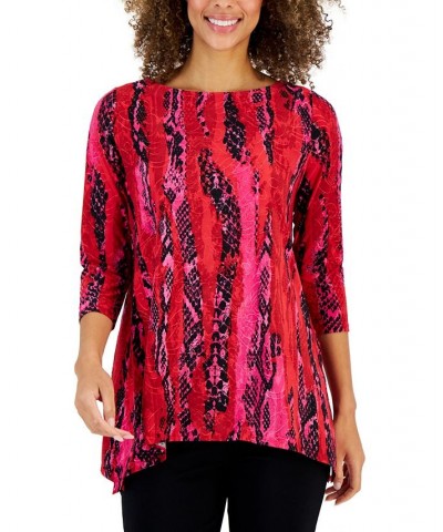 Petite Chrome Snake Jacquard Top Real Red Combo $10.00 Tops