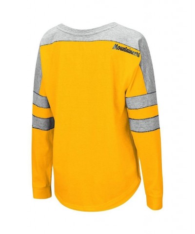Women's Gold West Virginia Mountaineers Trey Dolman Long Sleeve T-shirt Gold $23.45 Tops