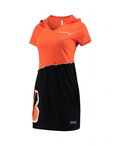 Women's Orange Black Cincinnati Bengals Hooded Mini Dress Orange $39.10 Dresses