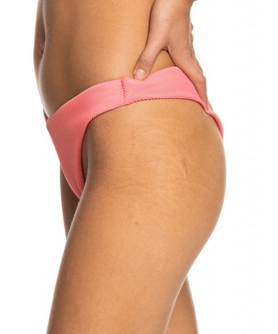 Juniors' Love Cheeky High-Leg Ribbed Bikini Bottoms Pink $23.00 Swimsuits
