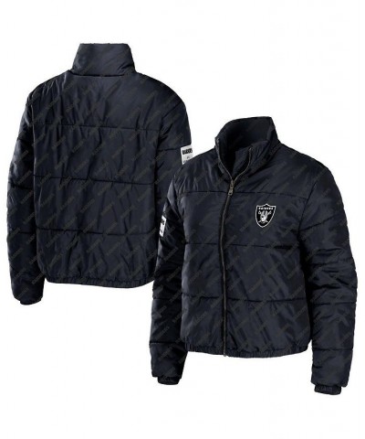 Women's Black Las Vegas Raiders Puffer Full-Zip Jacket Black $64.40 Jackets