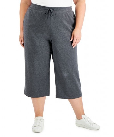 Plus Size Drawstring-Waist Knit Capri Pants Charcoal Heather $10.00 Pants