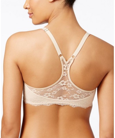 One Fab Fit Lace T-Back Shaping Underwire Front Close Bra 7112 White $15.38 Bras