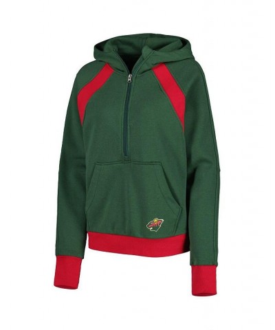 Women's Green Minnesota Wild Wishbone Half-Zip Hoodie Green $49.49 Sweatshirts