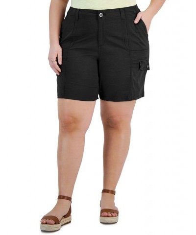 Plus Size Zig Zag Mid-Rise Cargo Shorts Black $18.06 Shorts