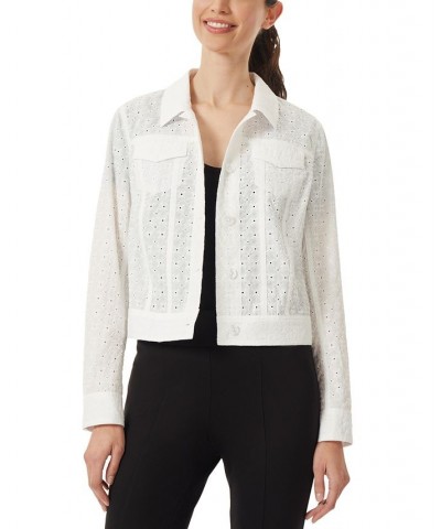 Women's Eyelet Cotton Button-Front Jacket Nyc White $33.95 Jackets
