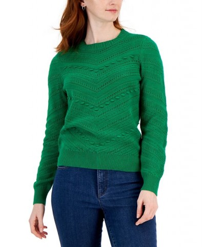 Women's Chevron Pullover Sweater Green $20.41 Sweaters