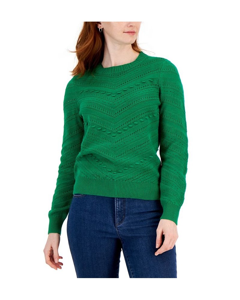 Women's Chevron Pullover Sweater Green $20.41 Sweaters