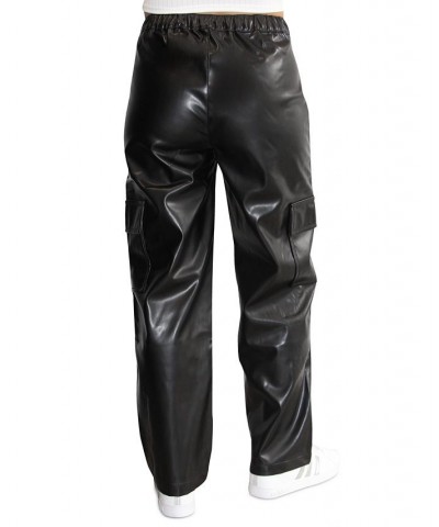 Crave Fame Juniors' Faux-Leather Utility Cargo Pants Black $16.19 Jeans