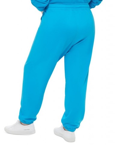 Plus Size Fleece Drawstring Joggers Blue $17.09 Pants