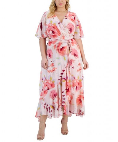 Plus Size Floral-Print Faux-Wrap Fit & Flare Dress Flamingo Rose $47.68 Dresses