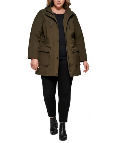Plus Size Hooded Anorak Raincoat Loden $51.00 Coats
