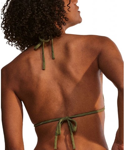 Juniors' Current Coolness Elongated Triangle Bikini Top Loden Green $25.52 Swimsuits
